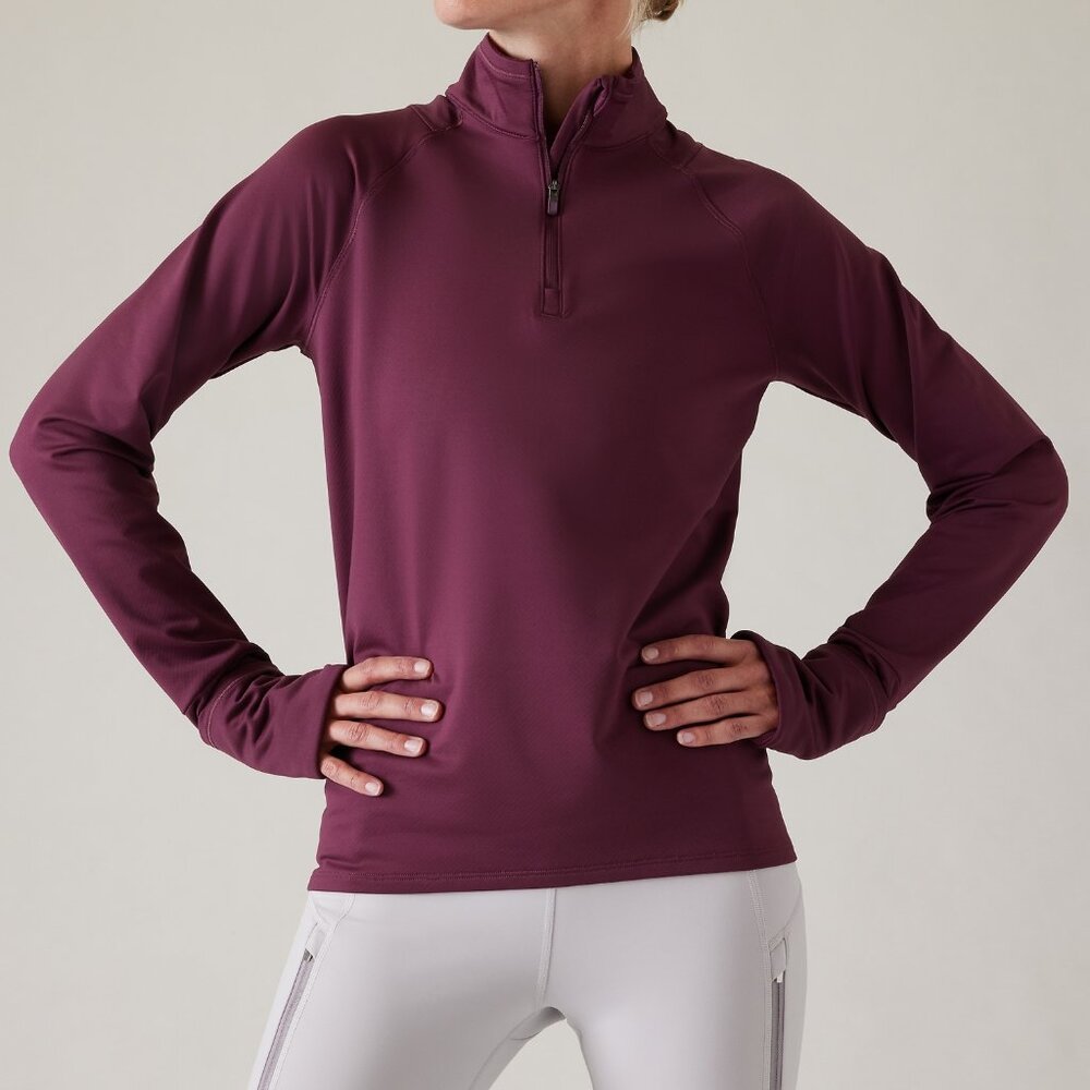 Athleta Women's Whistler Half Zip in Aubergine Size XXS